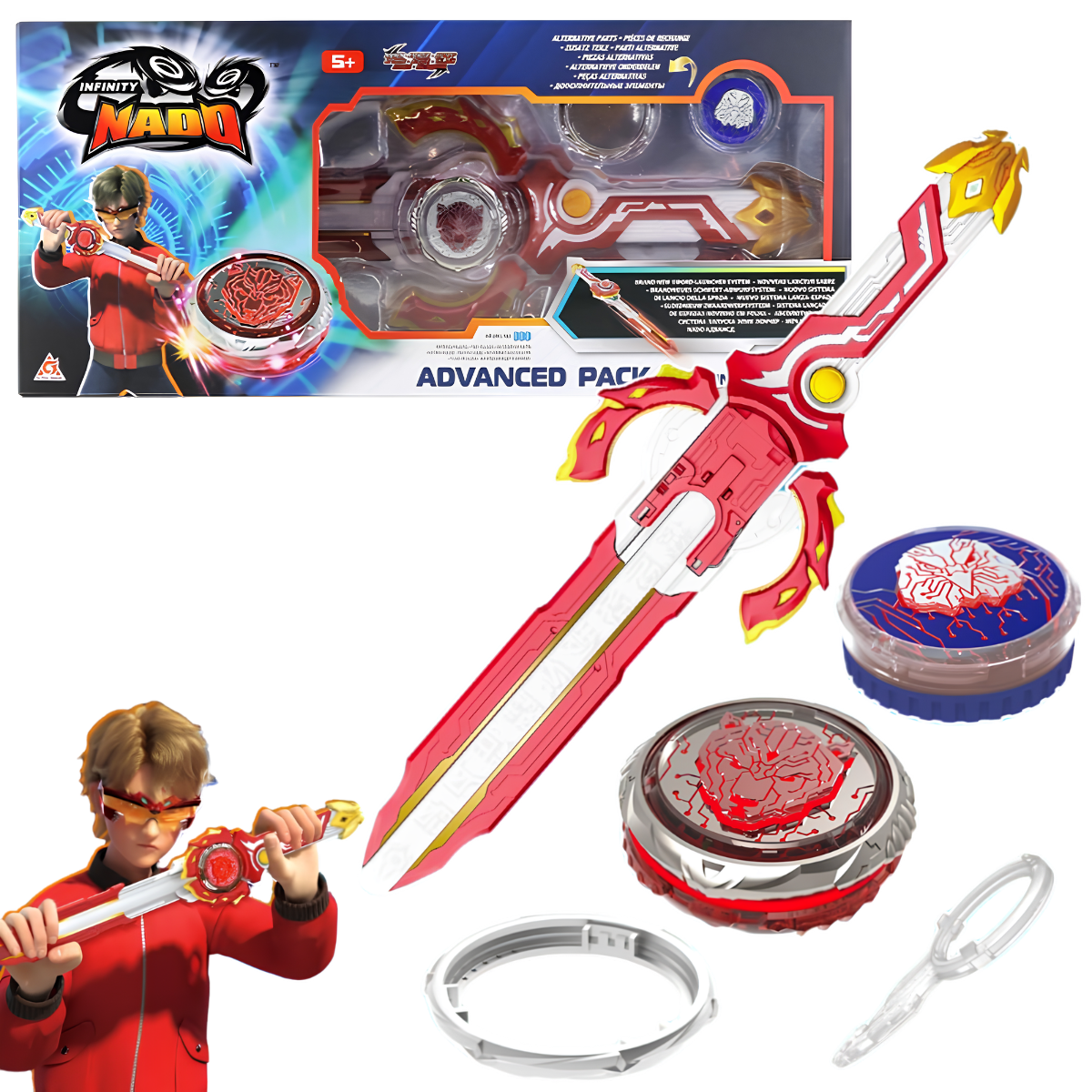 JUGUETE TROMPO INFINITY NADO BLAZING WAR BEAR + LANZADOR ESPADA Y LUCES LED - 2