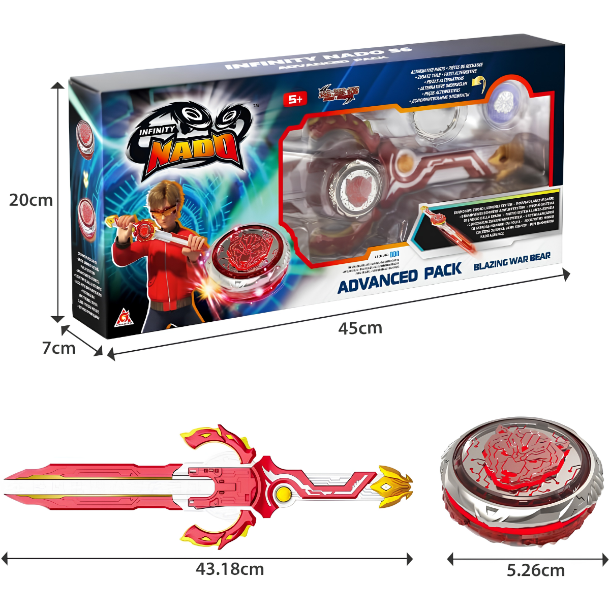 JUGUETE TROMPO INFINITY NADO BLAZING WAR BEAR + LANZADOR ESPADA Y LUCES LED - 6