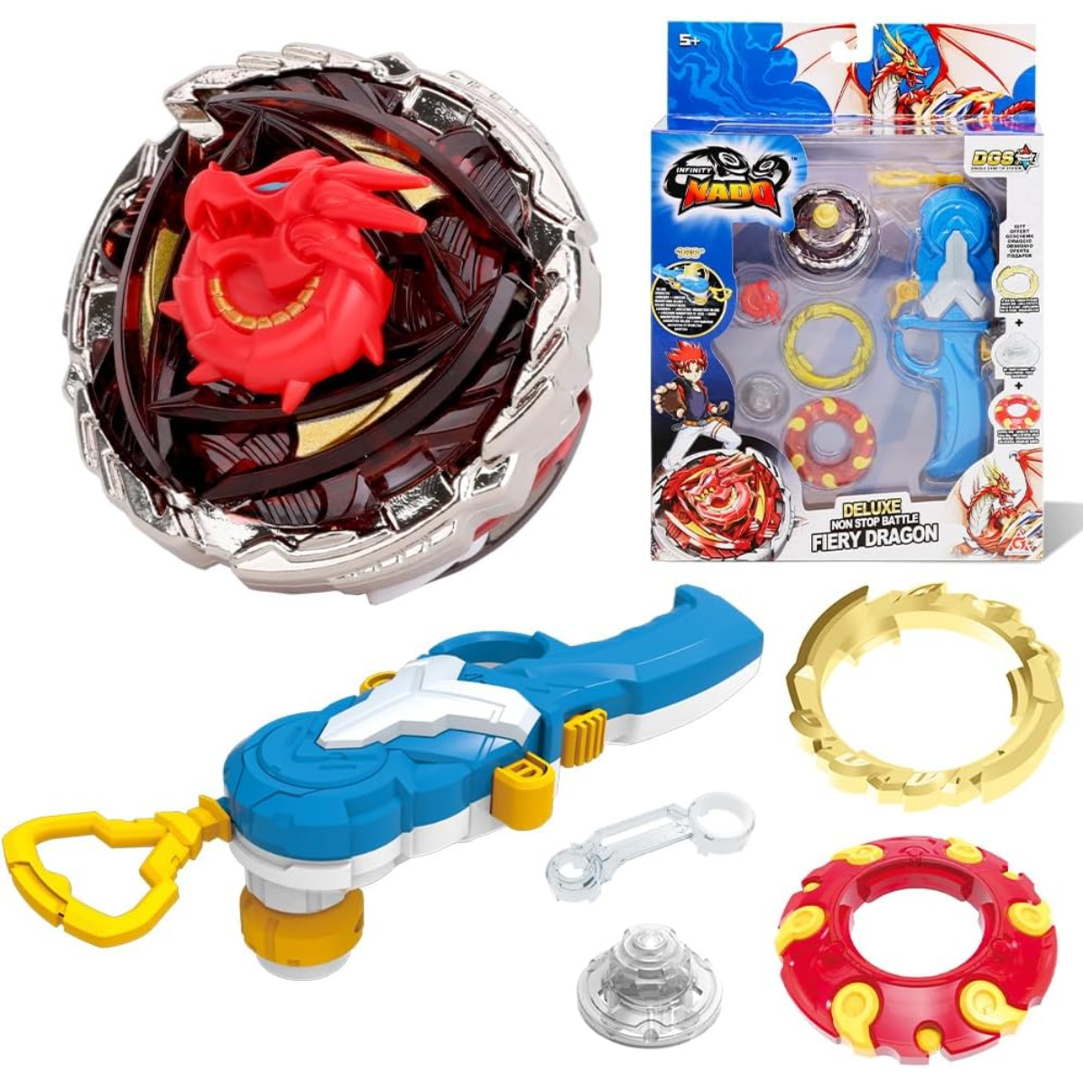 JUGUETE TROMPO DE BATALLA INFINITY NADO V SERIE AVANZADA FIERY DRAGON - 1