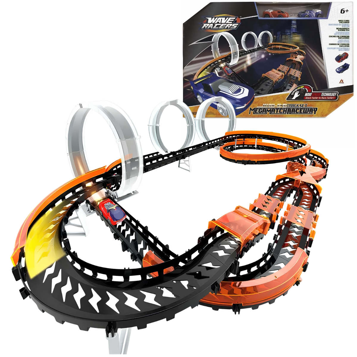 JUGUETE PISTA DE CARRERA WAVE RACERS MEGA MATCH 3 VUELTAS - 1