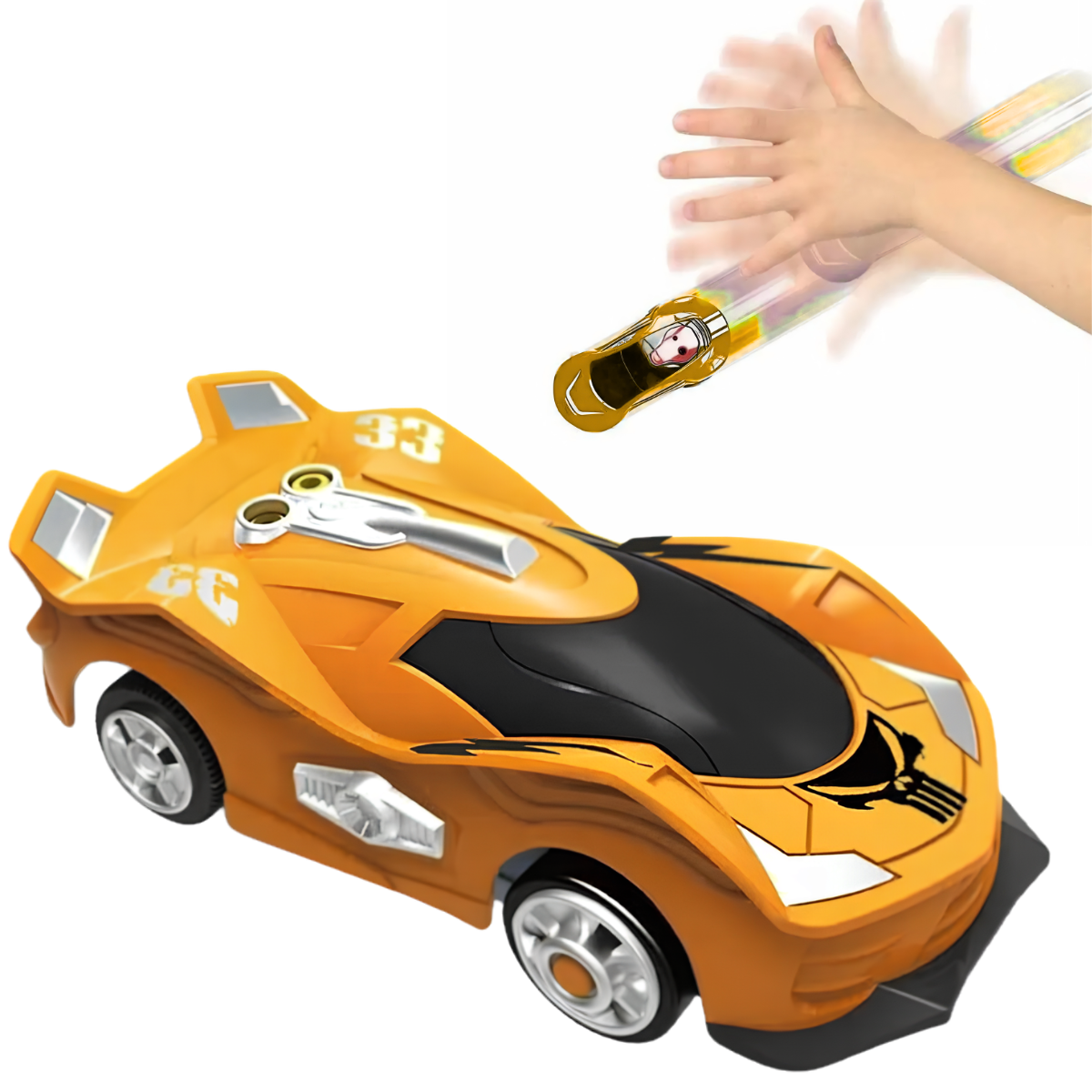 JUGUETE CARRO WAVE RACERS CON SENSOR DE MOVIMIENTO AMARILLO - 1