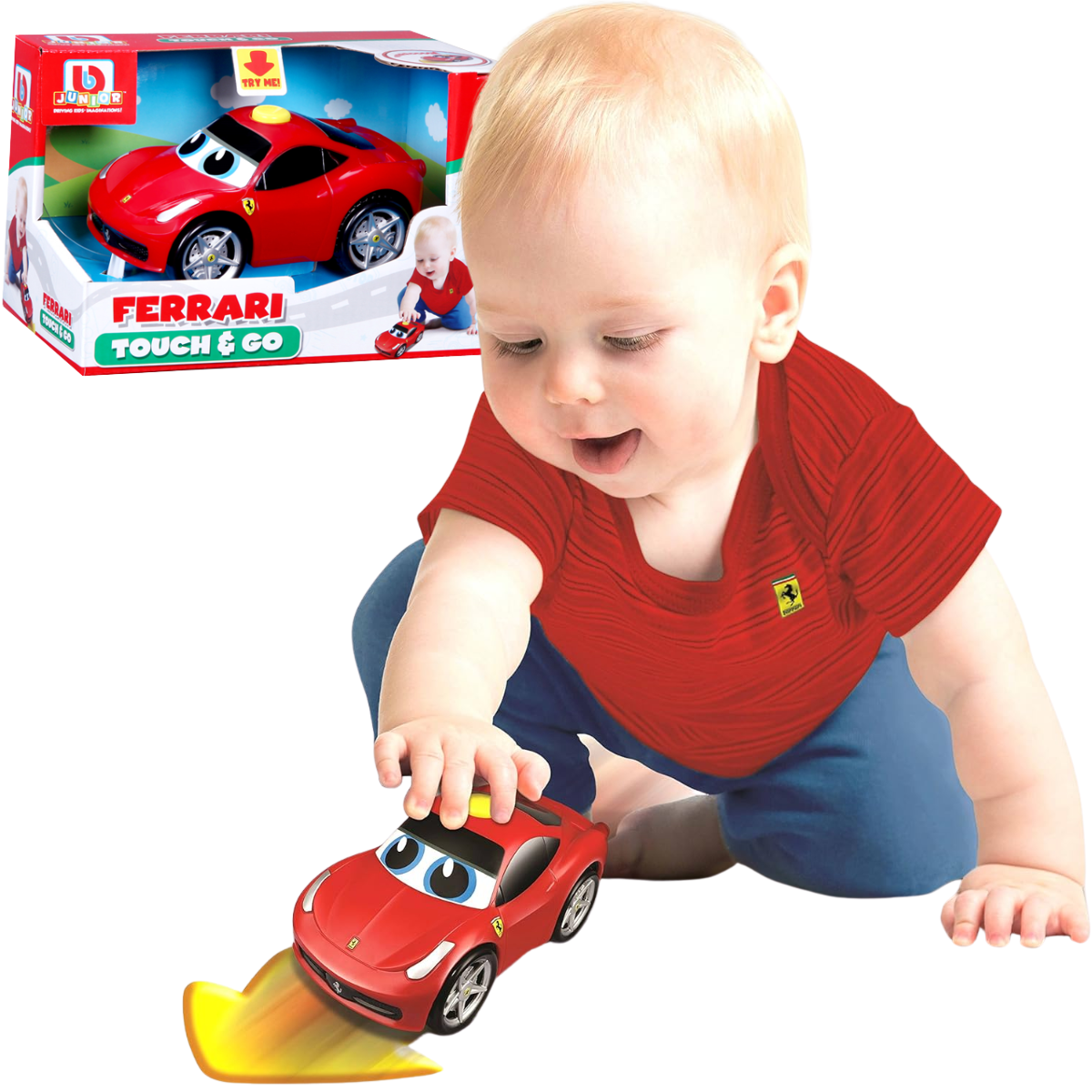 JUGUETE DE BEBÉ AUTO FERRARI TÓCALO CON SONIDOS Y MOVIMIENTO - 1