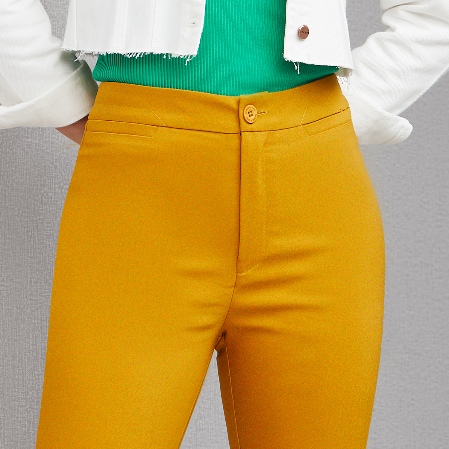 PANTALÓN SOBRE LA CINTURA PALAZZO MUJER CAMILA VIALI MOSTAZA P0267 BALMAN - 2