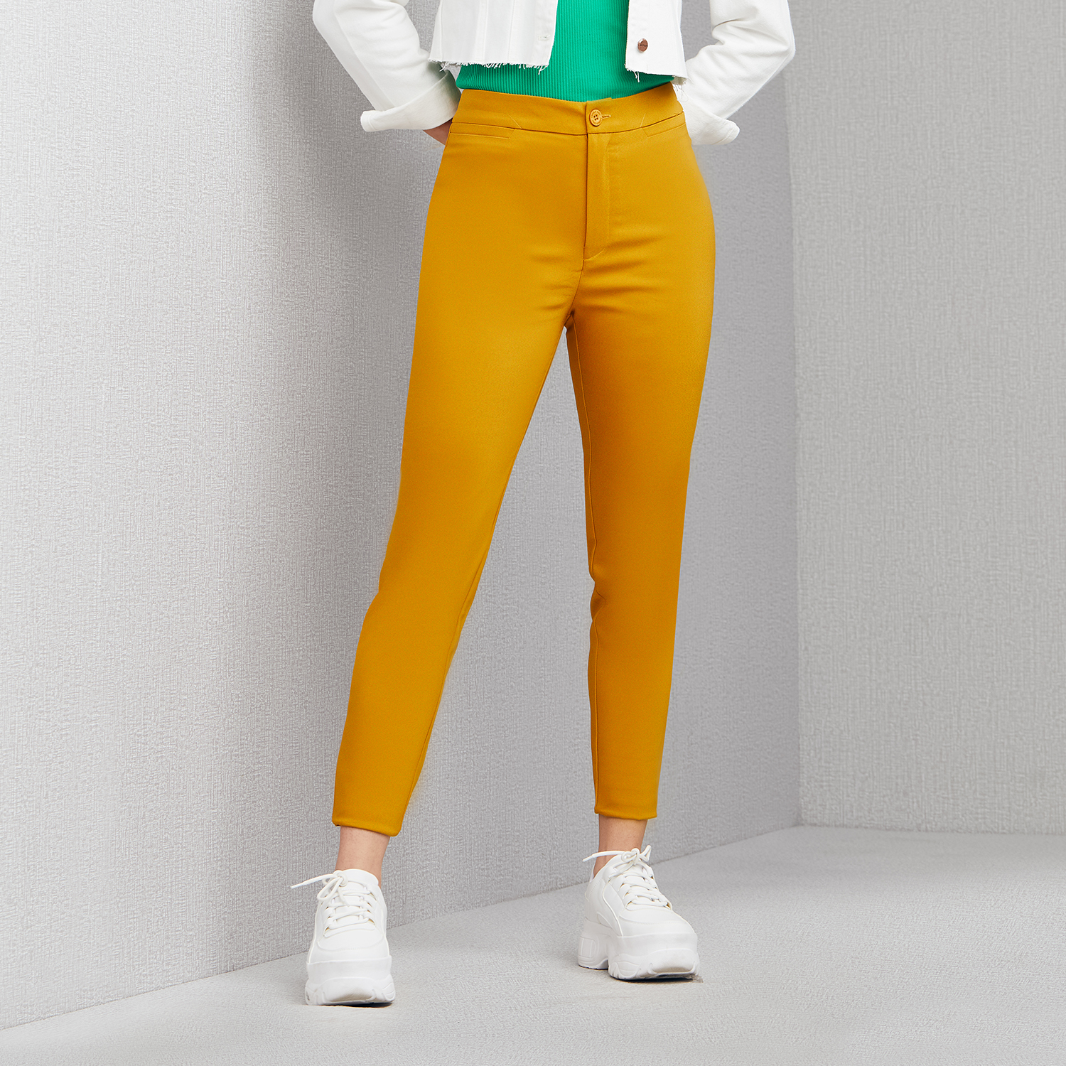 PANTALÓN SOBRE LA CINTURA PALAZZO MUJER CAMILA VIALI MOSTAZA P0267 BALMAN - 3