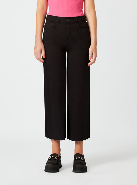 PANTALÓN CASUAL ALGODÓN CULOTTE MUJER CAMILA VIALI NEGRO P0375 DENIM - 1