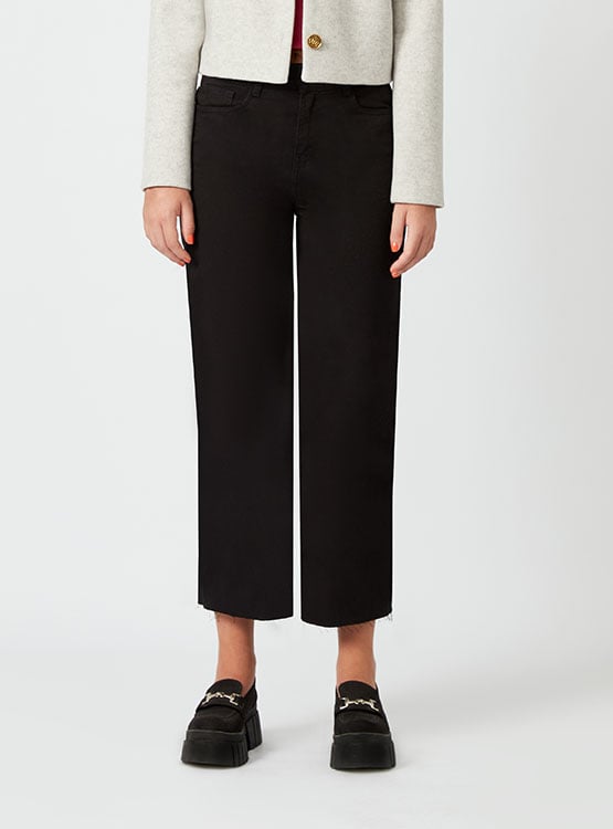 PANTALÓN CASUAL ALGODÓN CULOTTE MUJER CAMILA VIALI NEGRO P0375 DENIM - 2