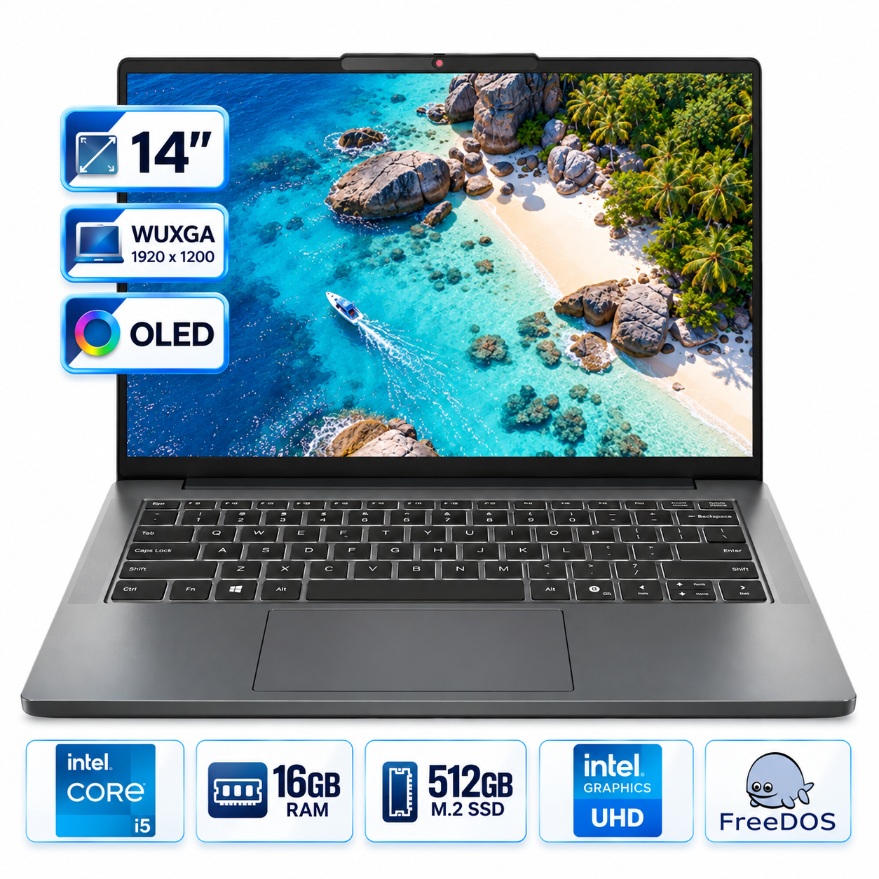 LAPTOP LENOVO IDEAPAD SLIM 3 14IRH10 INTEL CORE I5 13420H RAM 16GB SSD 512GB 14'OLED FREEDOS. - 1