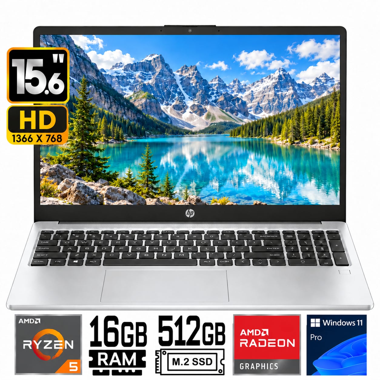 LAPTOP HP 255R G10 AMD RYZEN 5-7520U RAM 16GB SSD 512GB 15.6' HD WIN 11 - 1