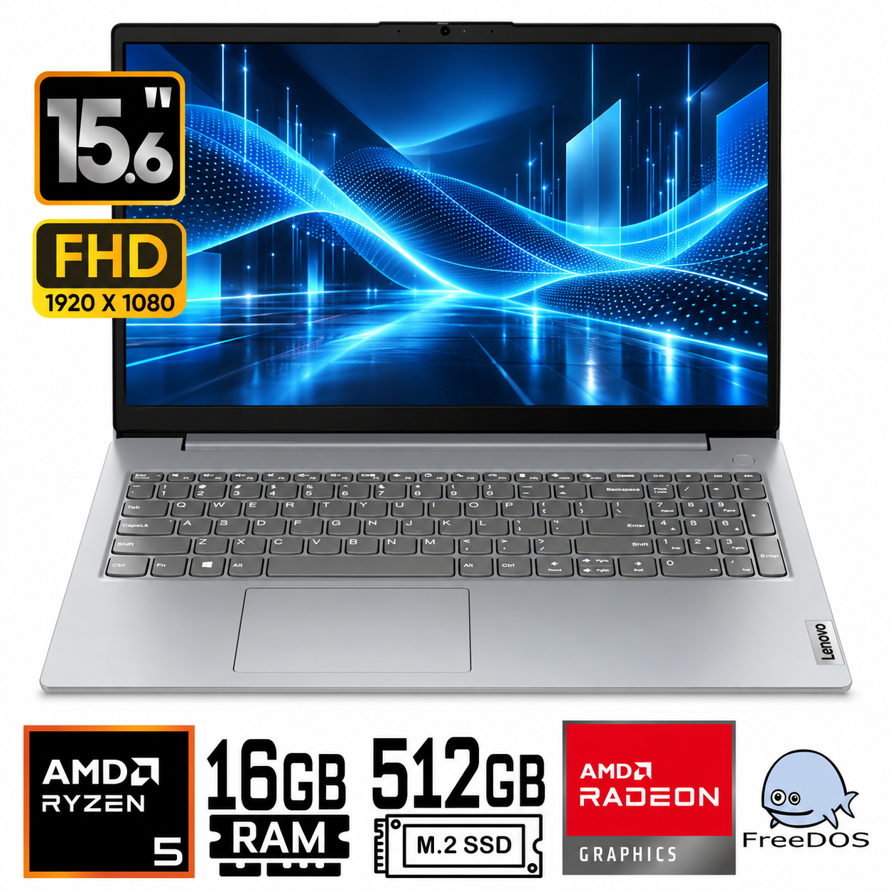 LAPTOP LENOVO V15 G4 AMN AMD RYZEN 5 7520U RAM 16GB SSD 512GB 15.6' FHD FREEDOS - 1