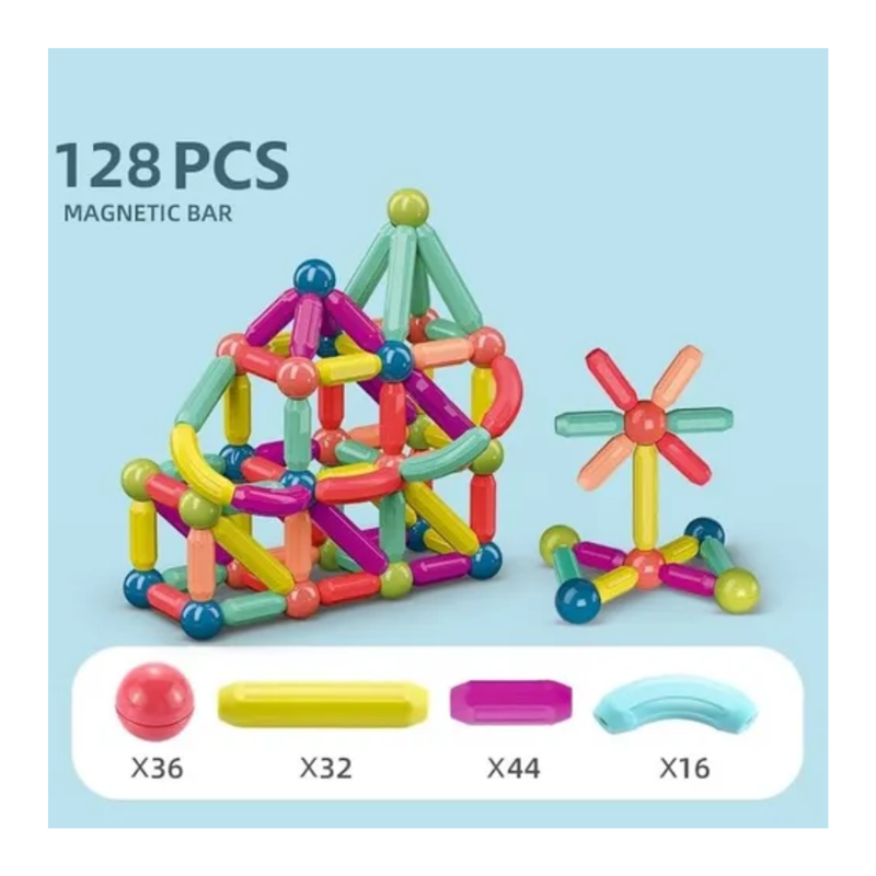 Ulikey Bloques Magnéticos De Construcción – 128 Piezas De Cubos De 2.5 Cm Con 17 Patrones De Bosque Para Niños +3 Años