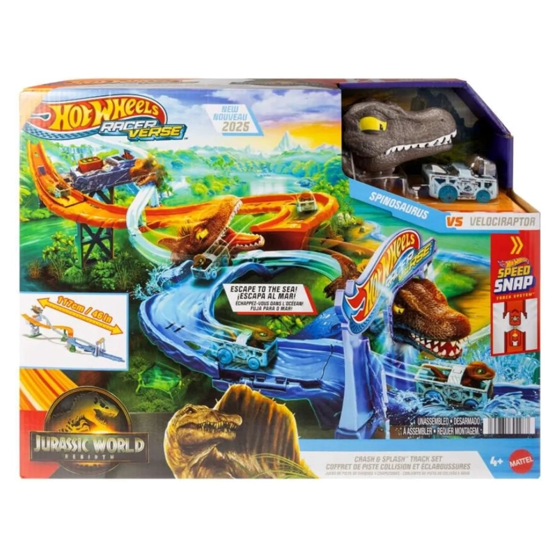 HOT WHEELS RACERVERSE JURASSIC WORLD CRASH Y SPLASH - 1