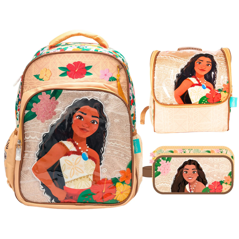 SET ESCOLAR MOCHILA LONCHERA CARTUCHERA PREMIUM MOANA 2 - 1