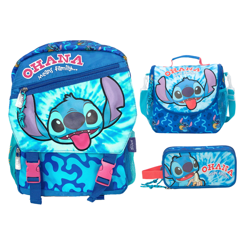 SET MOCHILA LONCHERA CARTUCHERA LILO Y STITCH ESCOLAR COLECCIÓN A - 1