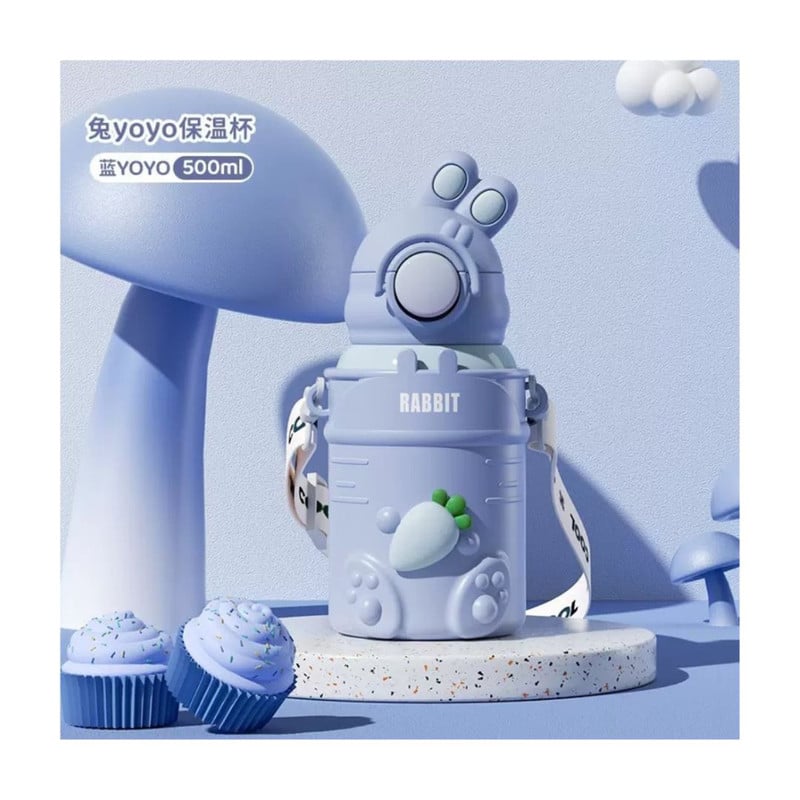 TERMO AZUL DE ACERO CON CAPACIDAD DE 500 ML - 1