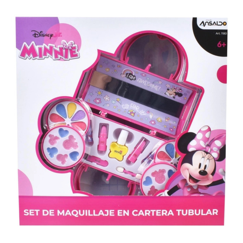 SET DE MAQUILLAJE EN CARTERA TUBULAR DE 2 PISOS MINNIE MOUSE - 1
