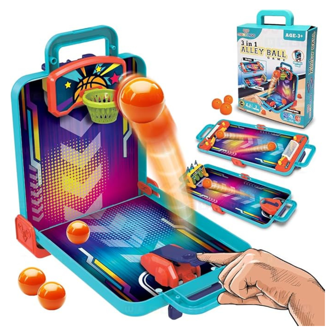 JUEGO DE MESA 3 EN 1 BASKET,BOWLING Y FULBITO - 1
