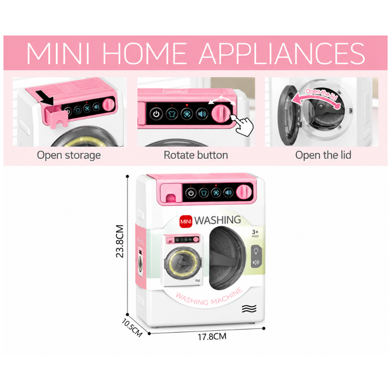 LAVADORA DE JUGUETE MINI REALISTA CON LUZ Y SONIDO - 2