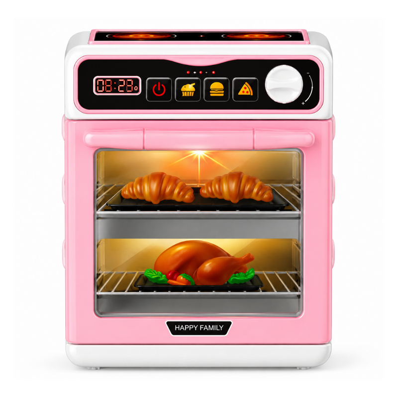 HORNO DE JUGUETE MINI REALISTA CON LUZ Y SONIDO CON ALIMENTOS PARA EL HORNO - 1