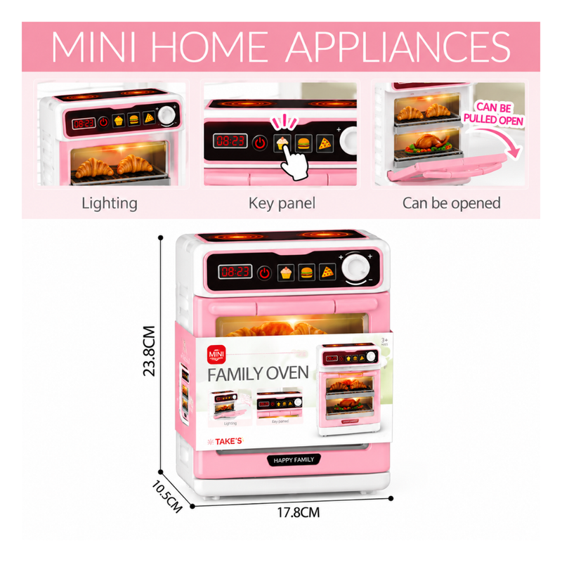 HORNO DE JUGUETE MINI REALISTA CON LUZ Y SONIDO CON ALIMENTOS PARA EL HORNO - 2
