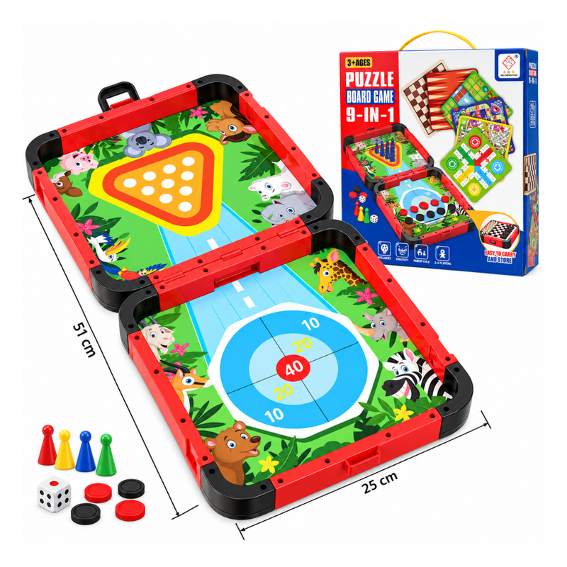 JUEGO DE MESA 9 EN 1, INCLUYE AJEDREZ, DAMAS, BACKGAMMON, LUDO, SERPIENTES Y ESCALERAS - 3