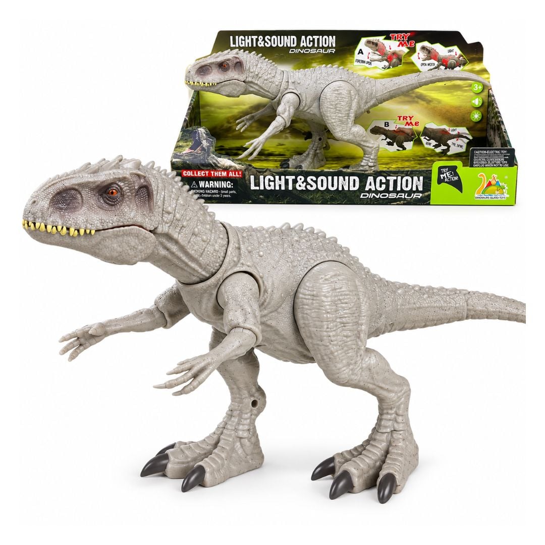 DINOSAURIO DE JUGUETE INDOMINUS REX CON LUZ Y SONIDO - 1
