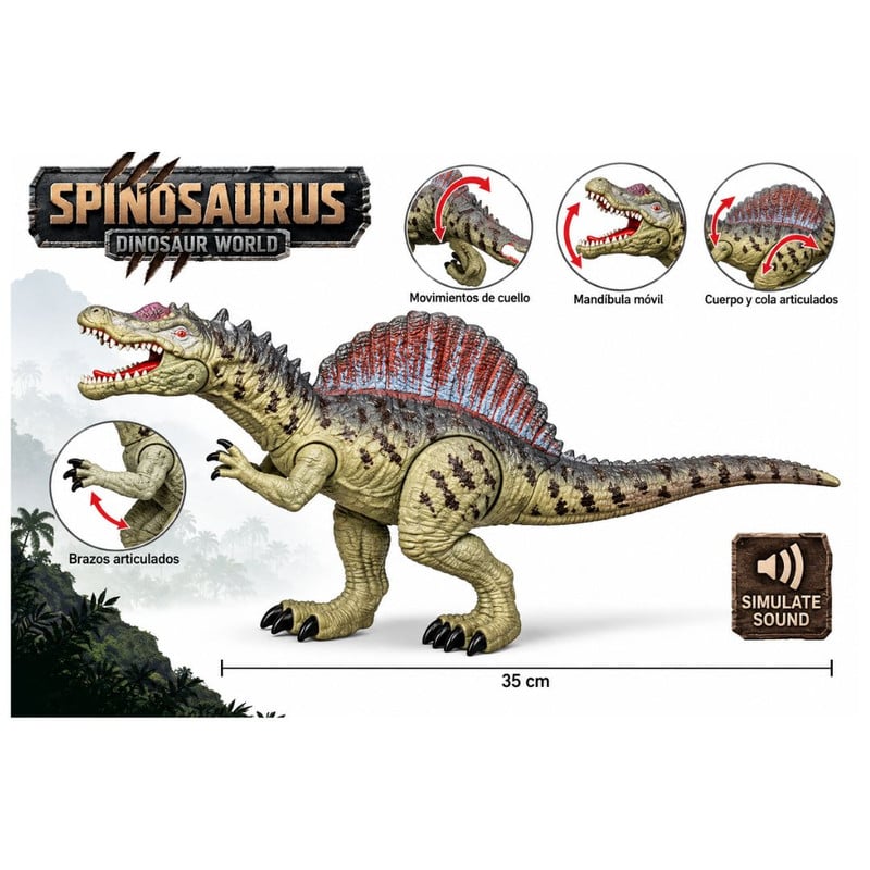 DINOSAURIOS DE JUGUETE PACK X4 VELOCIRAPTOR, SPINOSAURUS, TRICERATOPS Y QUETZACLOATLUS CON SONIDO - 2
