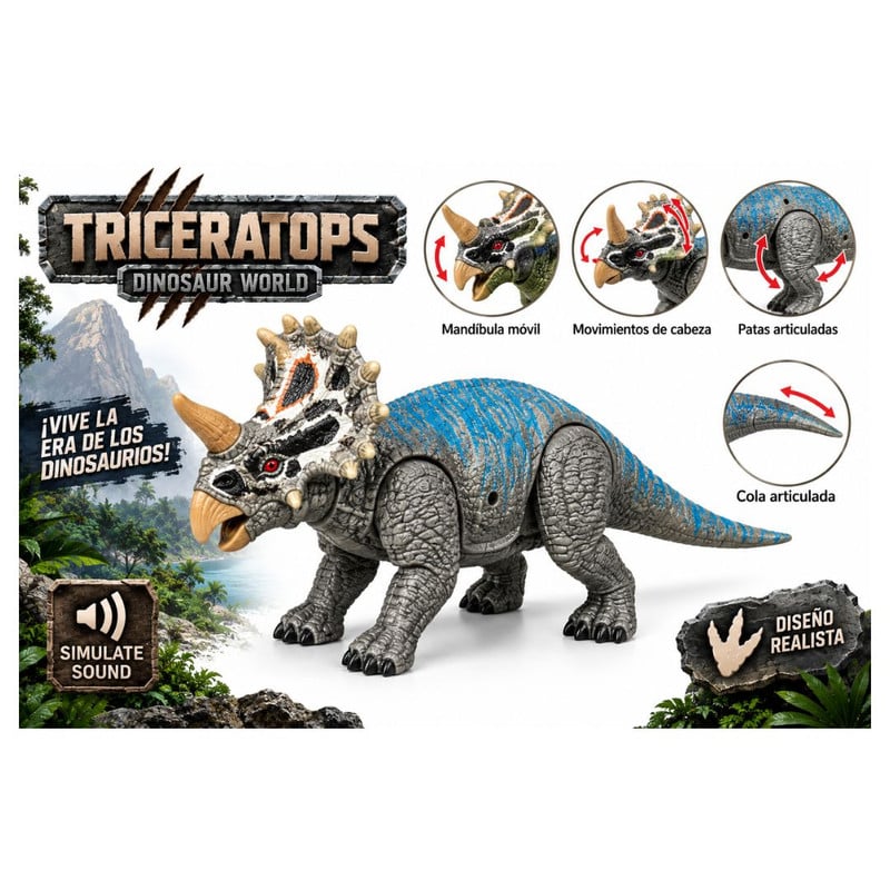 DINOSAURIOS DE JUGUETE PACK X4 VELOCIRAPTOR, SPINOSAURUS, TRICERATOPS Y QUETZACLOATLUS CON SONIDO - 4