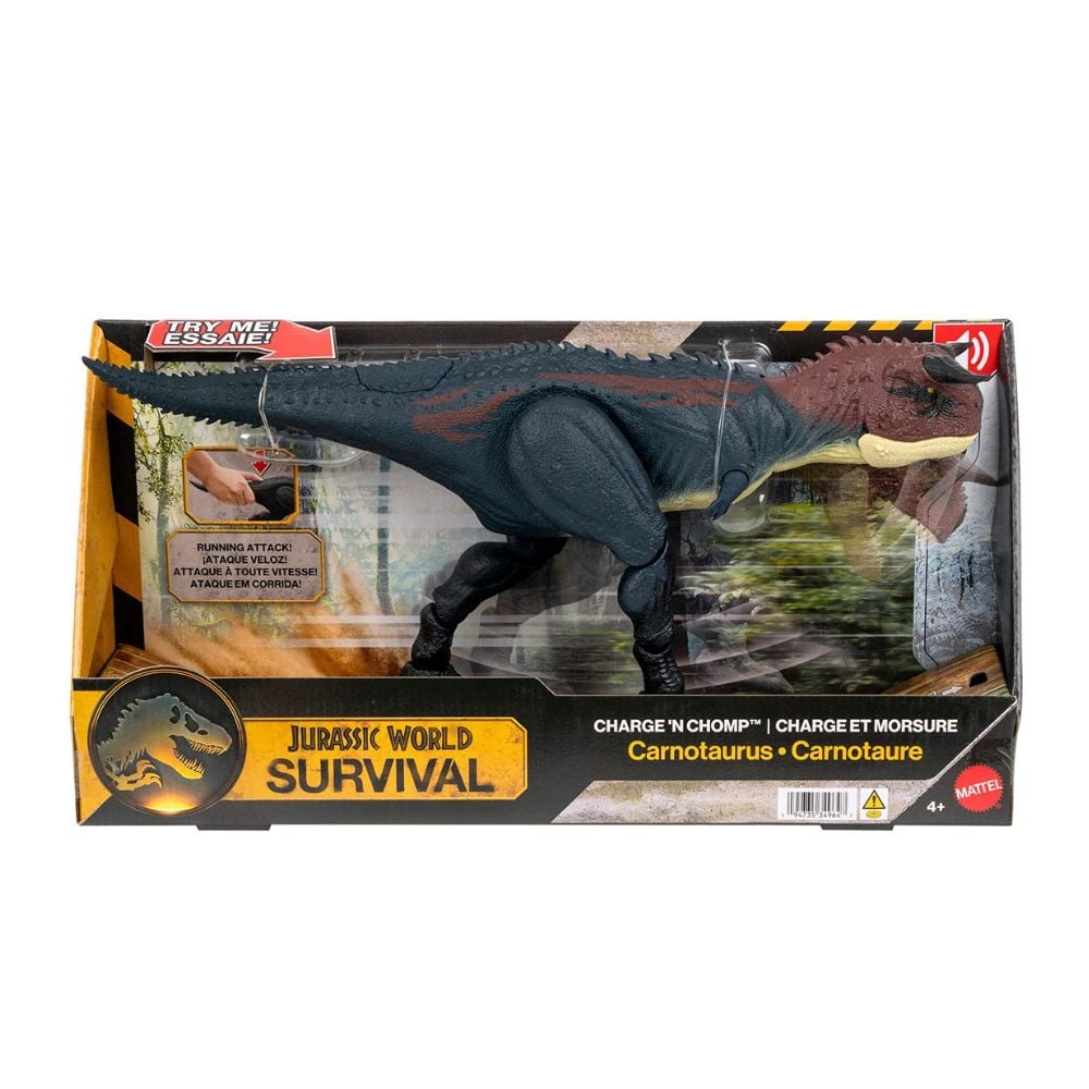 JURASSIC WORLD CARNOTAURUS EMBISTE Y MUERDE - DINOSAURIO CON MOVIMIENTO DE ATAQUE Y SONIDOS - 1