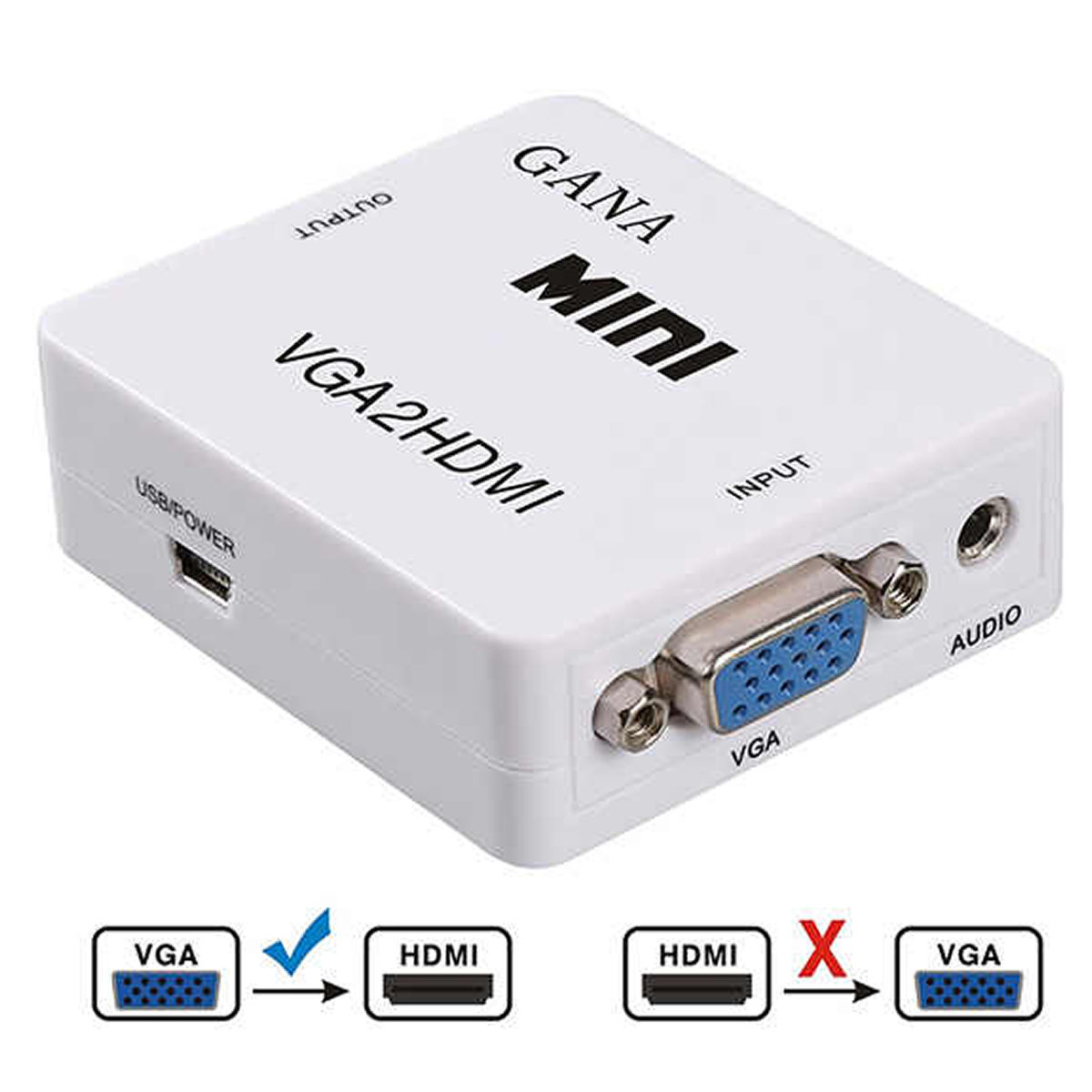 CONVERSOR CONVERTIDOR ADAPTADOR VGA A HDMI AUDIO CABLE USB - 2