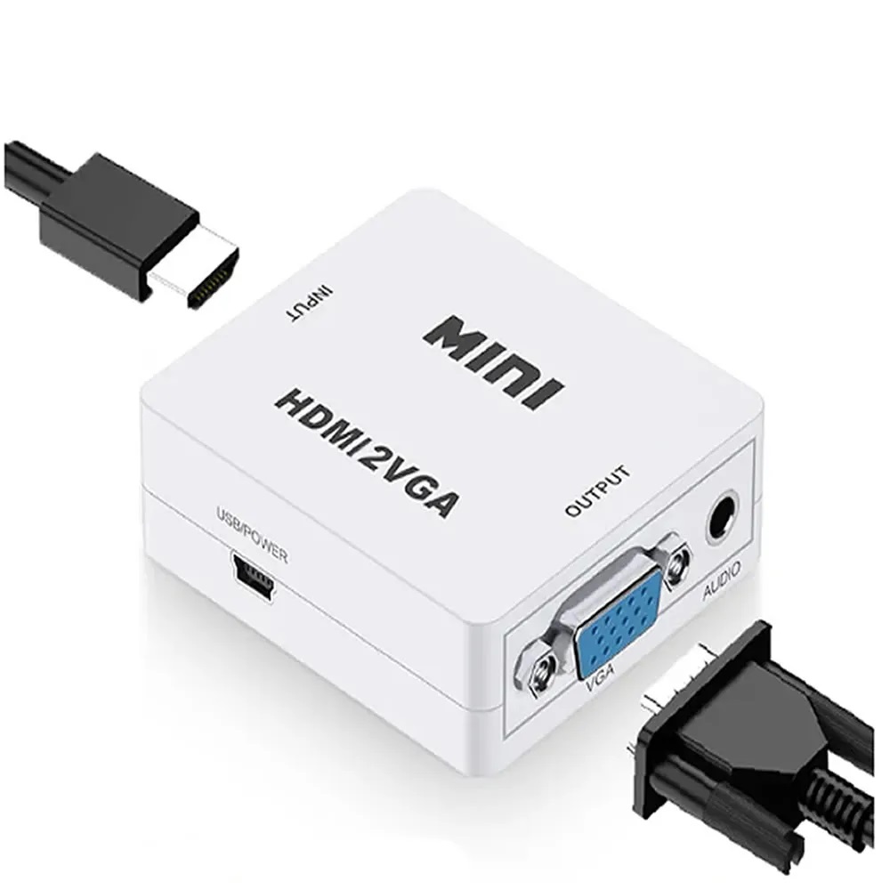 CONVERSOR CONVERTIDOR ADAPTADOR HDMI A VGA AUDIO CABLE USB - 3