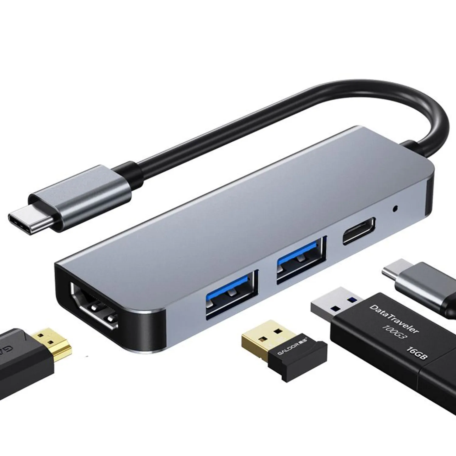 ADAPTADOR 4 EN 1 TIPO-C TO HDTV 4K+ USB3.0 + USB2.0 + TIPO-C - 1