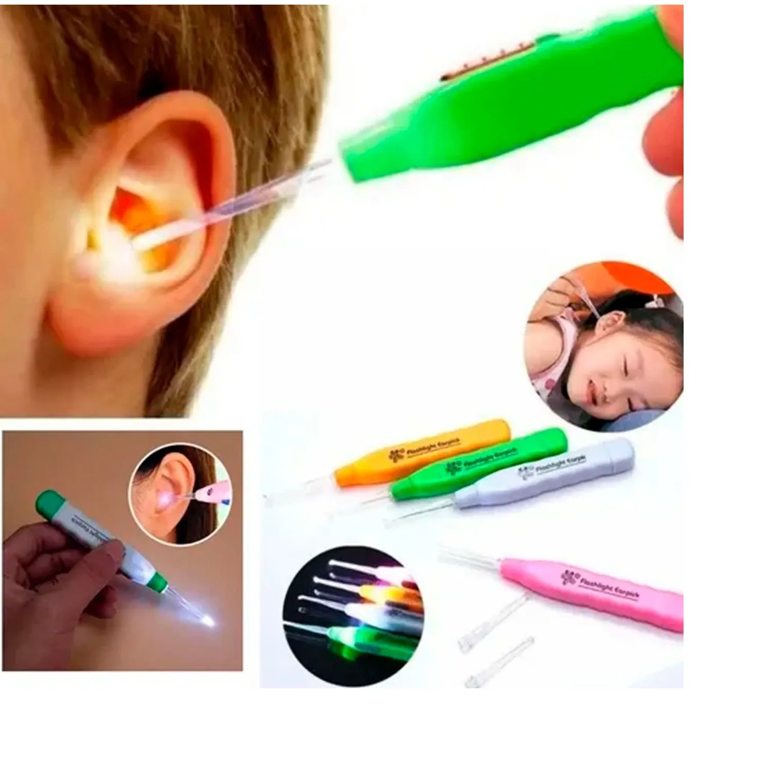 LIMPIADOR REMOVEDOR DE OIDO OREJA LUZ LINTERNA NIÑOS ADULTOS - 6