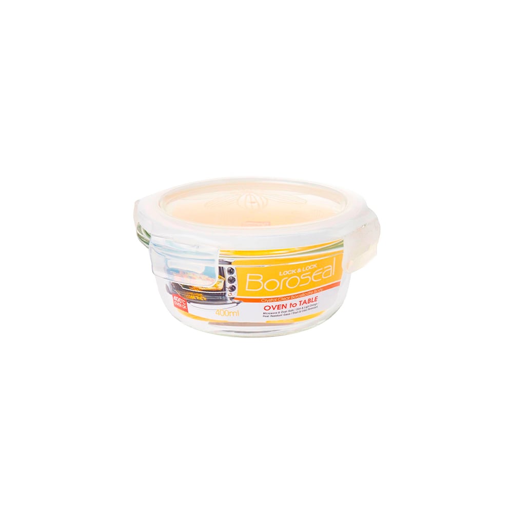 ENVASE HERMÉTICO DE VIDRIO REDONDO 400 ML LOCKNLOCK BOROSEAL III - 1