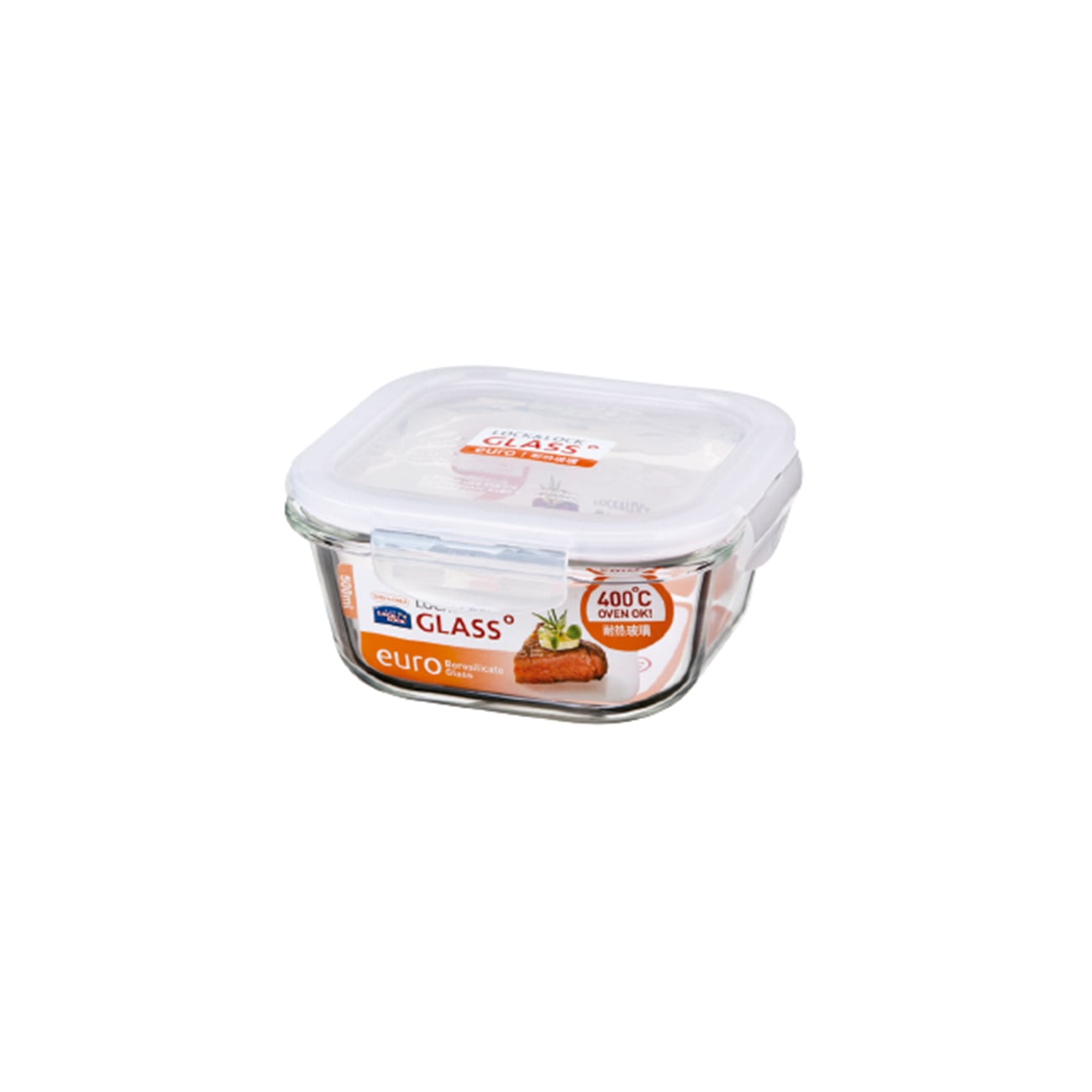 ENVASE HERMÉTICO DE VIDRIO CUADRADO 500 ML LOCKNLOCK BOROSEAL EURO - 1