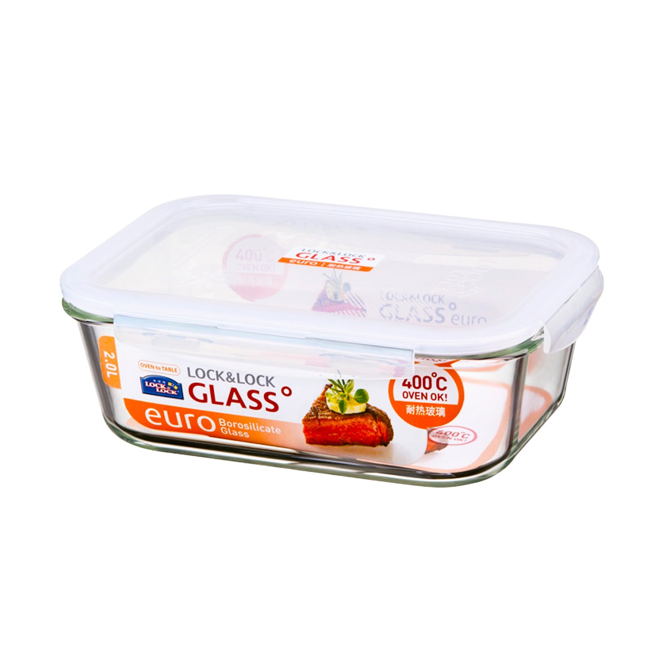 ENVASE HERMÉTICO DE VIDRIO BOROSILICATO 2 L LOCKNLOCK BOROSEAL EURO RECTANGULAR - 1