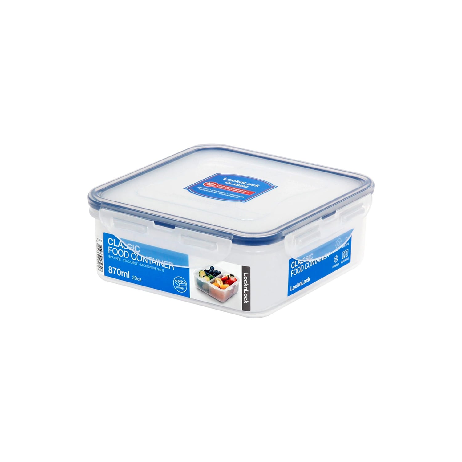 ENVASE HERMÉTICO CUADRADO 870 ML CON 4 DIVISIONES LOCKNLOCK CLASSIC - 1