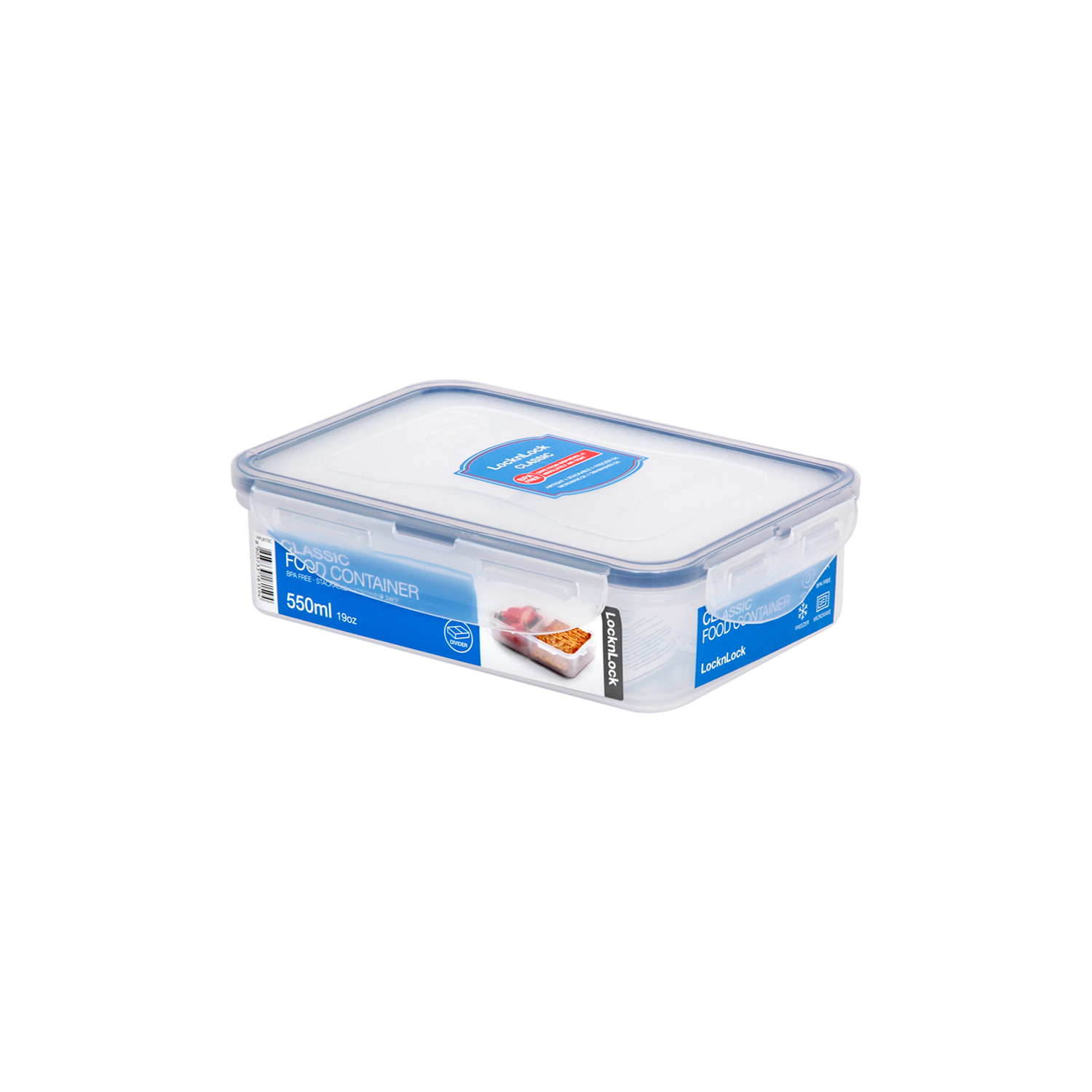 ENVASE HERMÉTICO RECTANGULAR 550 ML CON 2 DIVISIONES LOCKNLOCK CLASSIC - 1