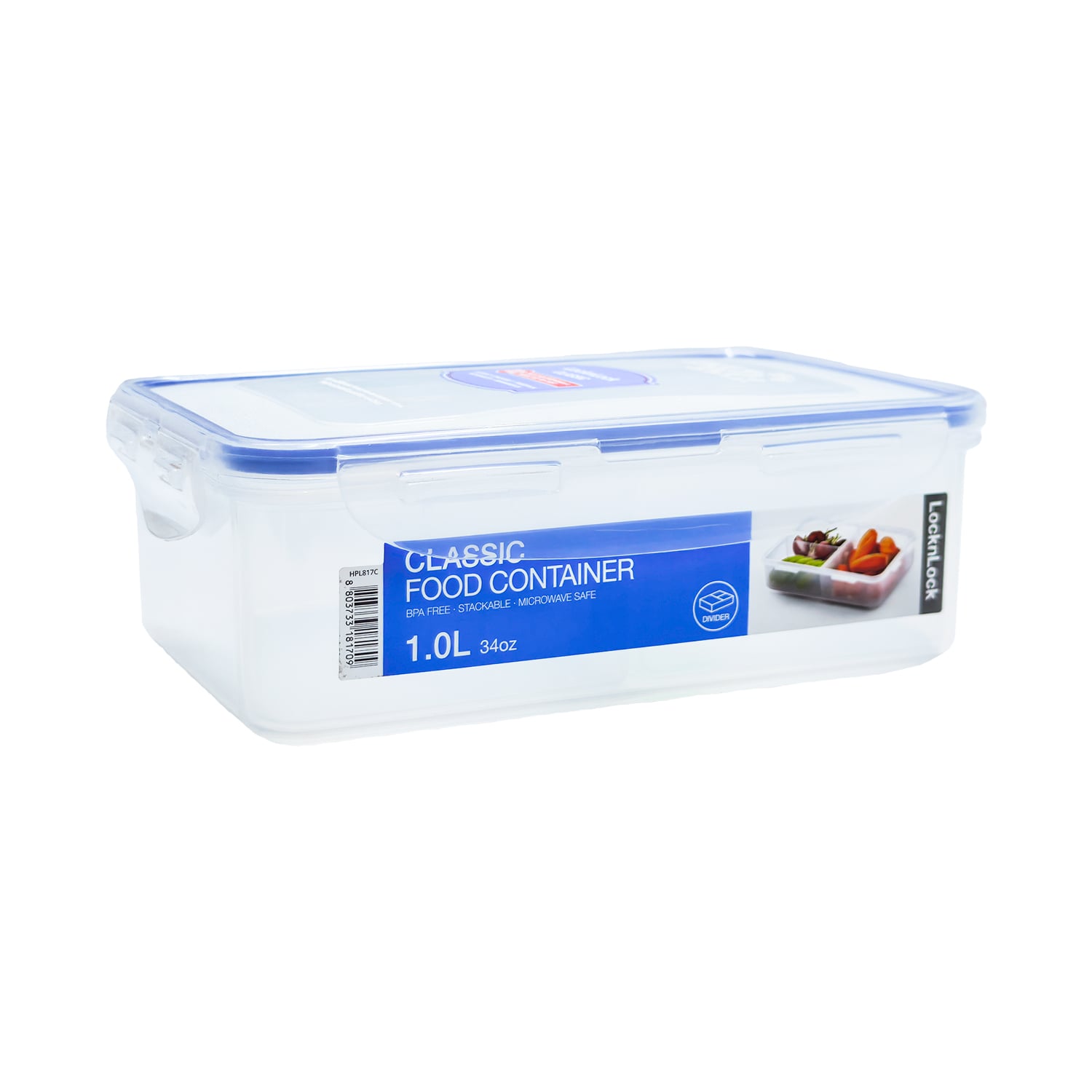 ENVASE HERMÉTICO RECTANGULAR 1 L CON DIVISIÓN LOCKNLOCK CLASSIC - 1