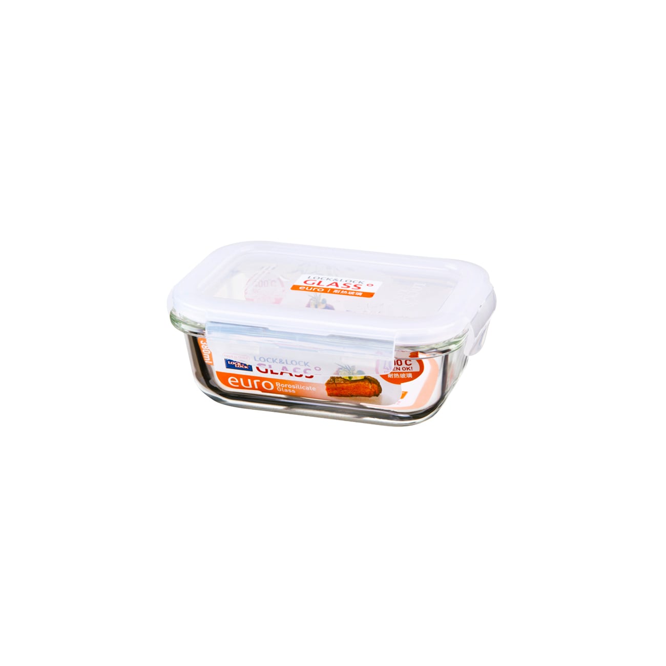 ENVASE HERMÉTICO DE VIDRIO BOROSILICATO RECTANGULAR 380 ML LOCKNLOCK BOROSEAL EURO - 1