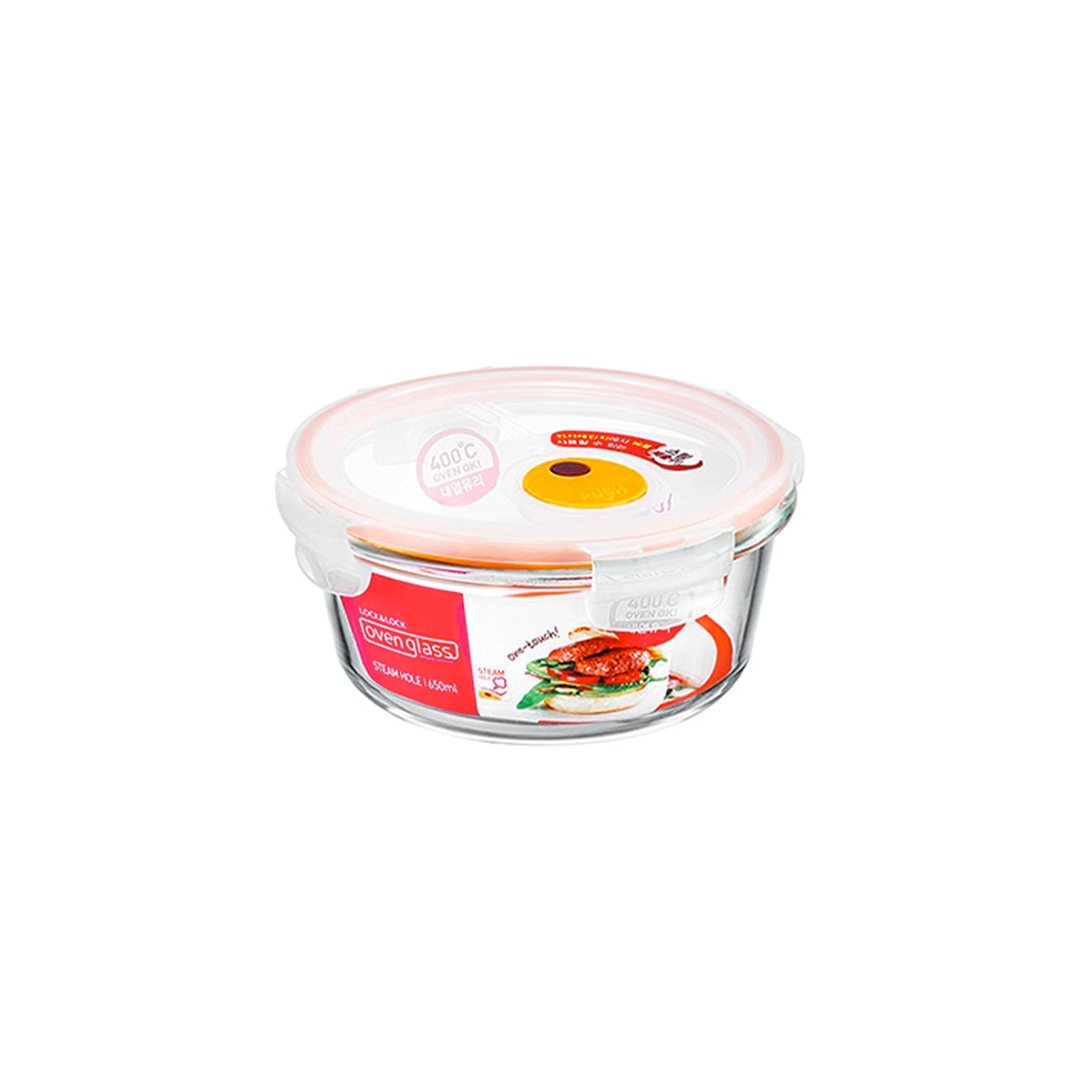 ENVASE HERMÉTICO DE VIDRIO REDONDO 650 ML LOCKNLOCK OVENGLASS EURO TAPA VENTILADA - 1