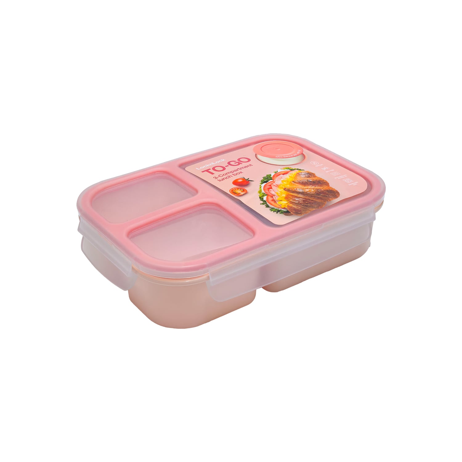 ENVASE HERMÉTICO RECTANGULAR 1.5 L 3 DIVISIONES LOCKNLOCK ROSA - 1
