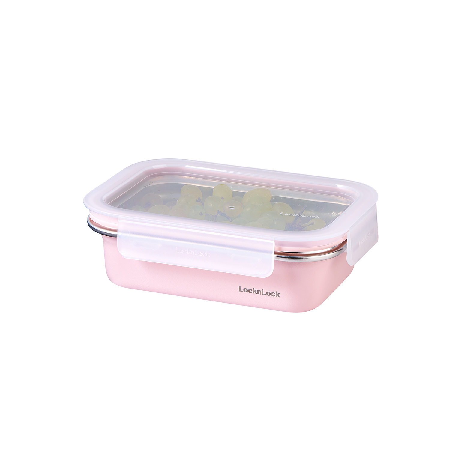 ENVASE HERMÉTICO DE ACERO INOXIDABLE RECTANGULAR 600 ML LOCKNLOCK ROSADO - 1