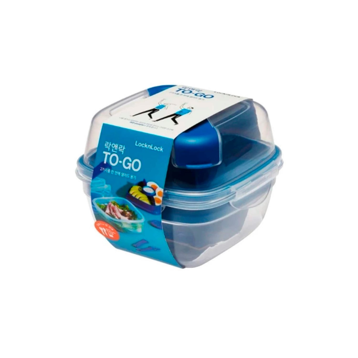 ENVASE HERMÉTICO SALAD TO GO 950 ML CON CUBIERTOS LOCKNLOCK AZUL - 1