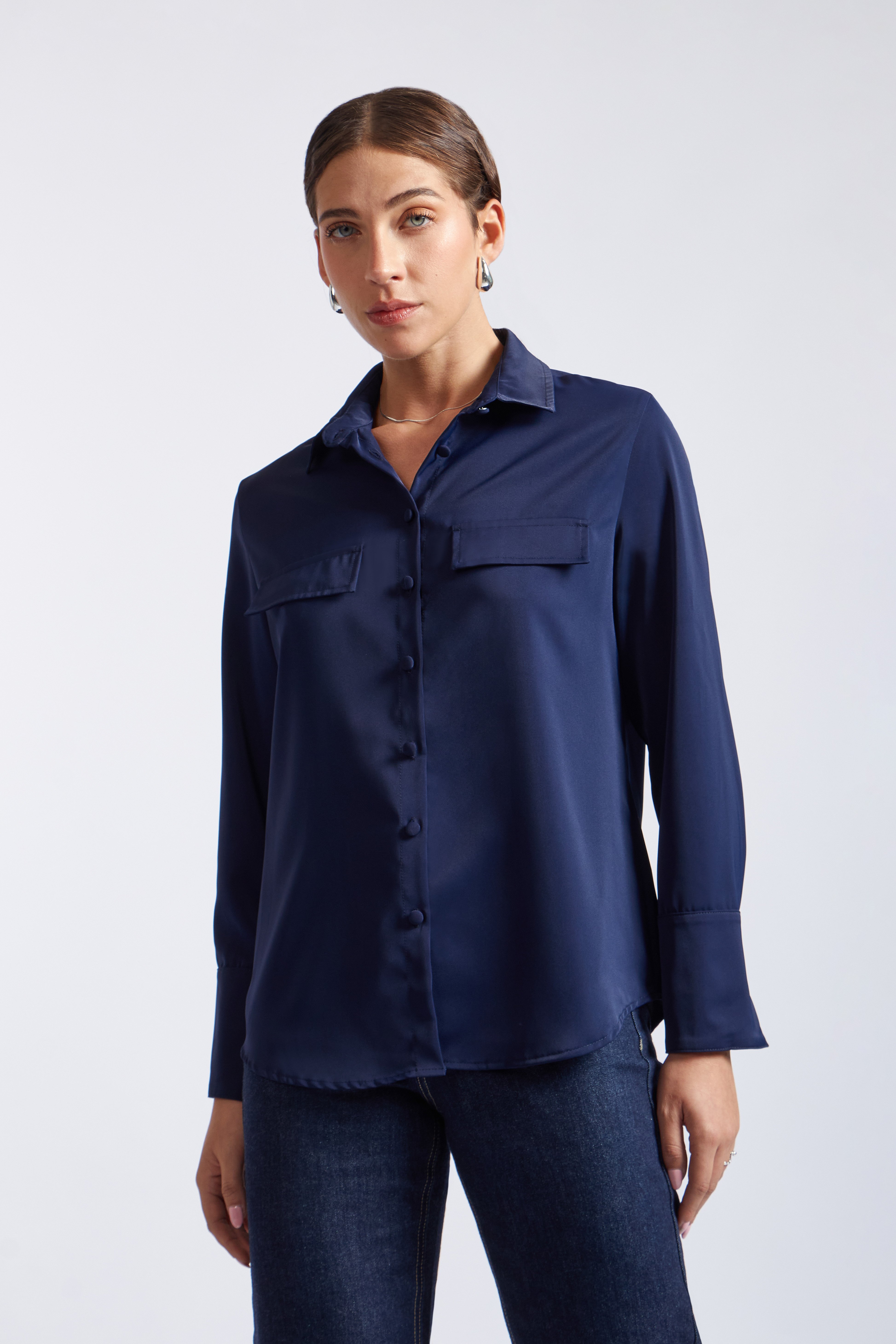 CAMISA SATIN BOLSILLOS - 1