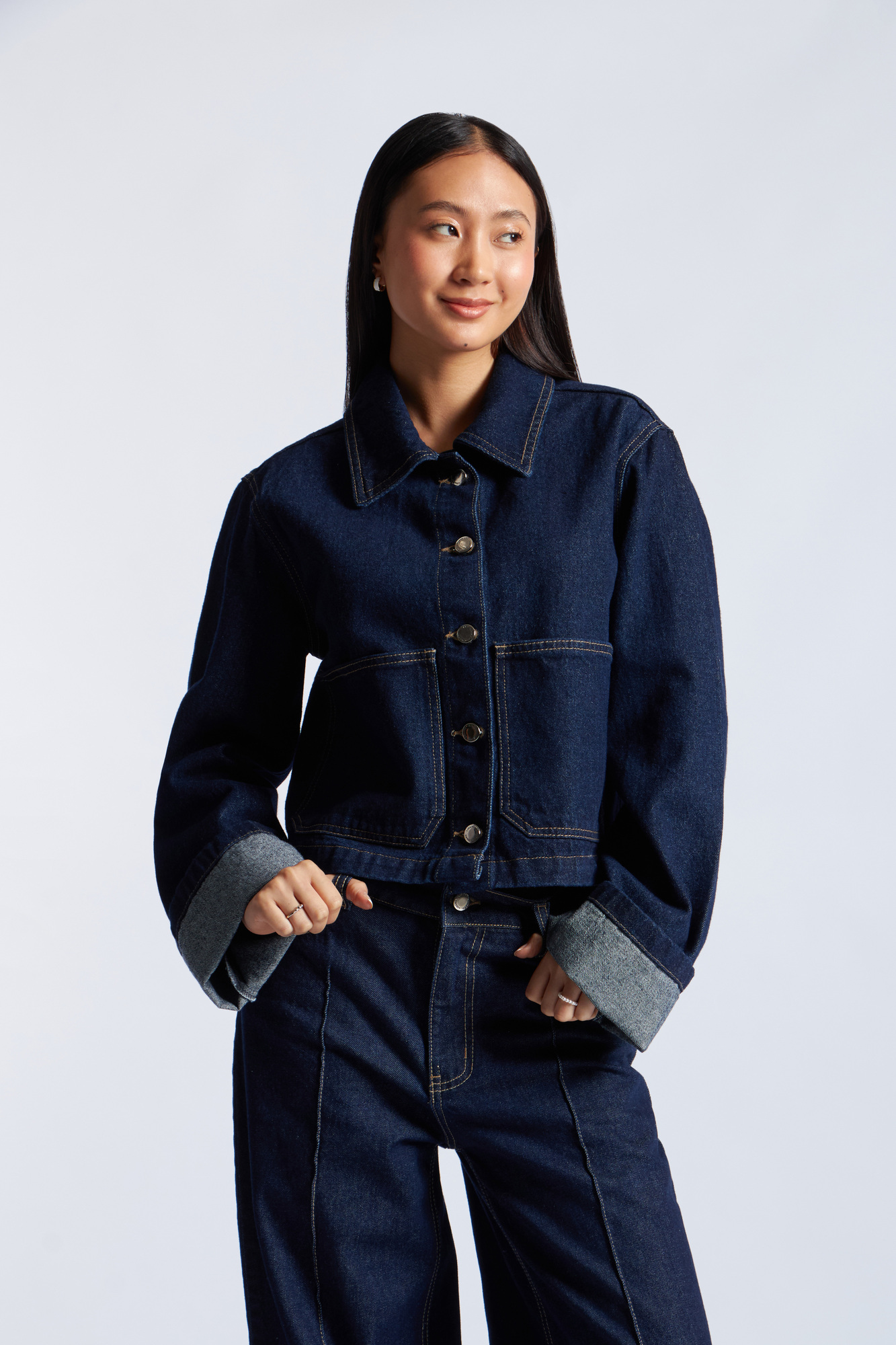 CASACA DENIM MANGA DOBLADA - 1