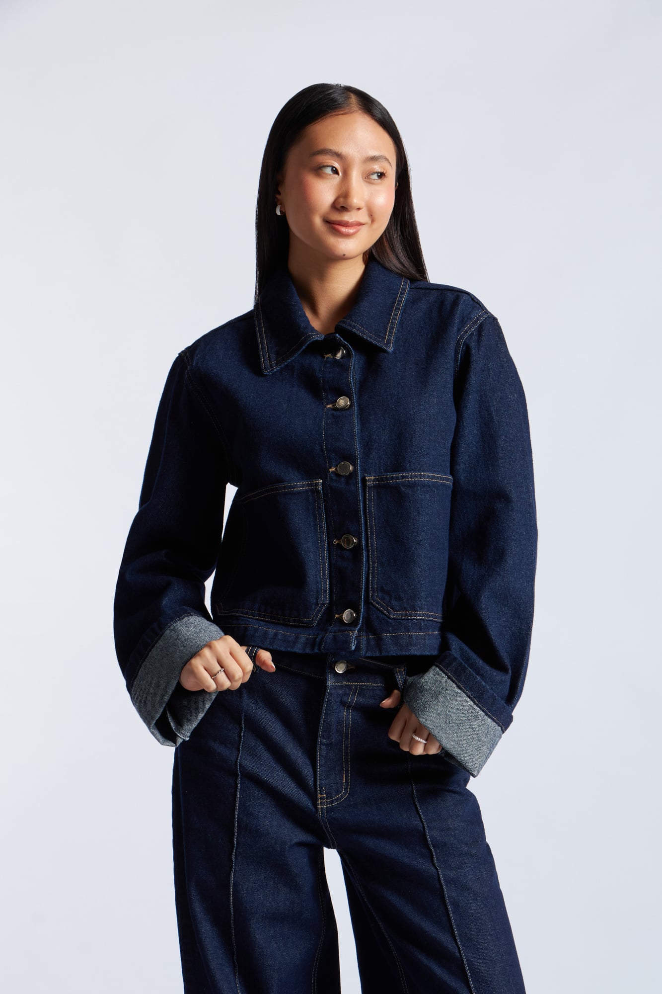 CASACA DENIM MANGA DOBLADA - 1