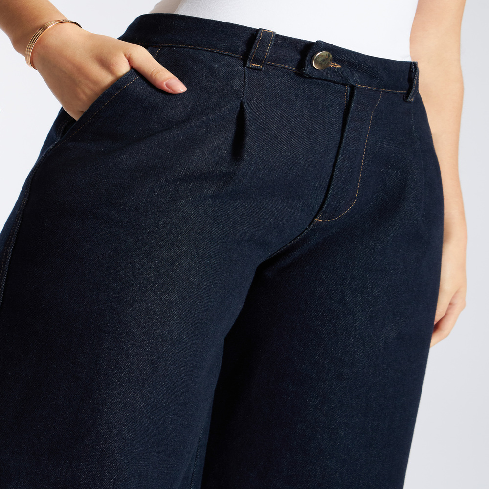 PANTALÓN DENIM ANCHO PINZAS - 2