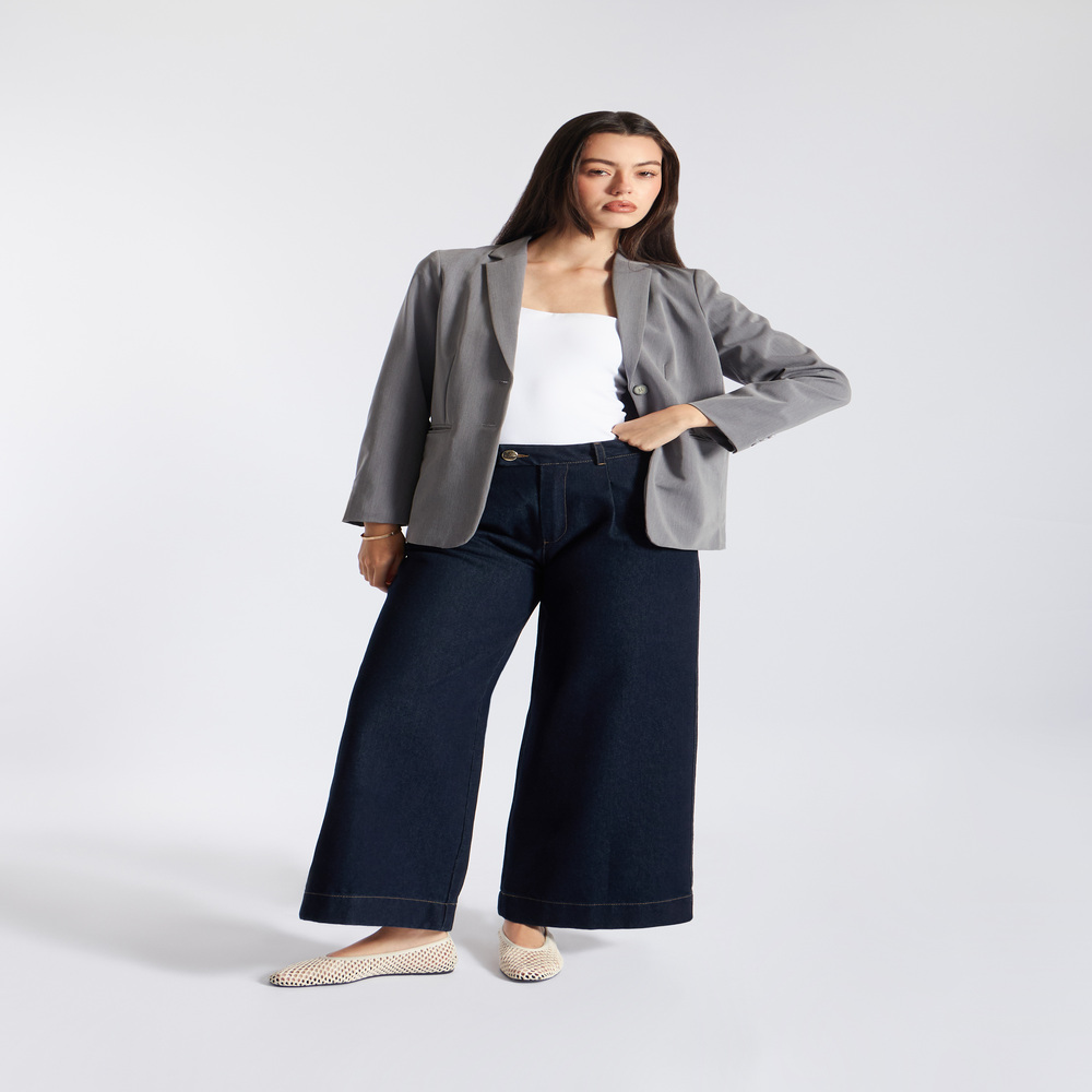 PANTALÓN DENIM ANCHO PINZAS - 4