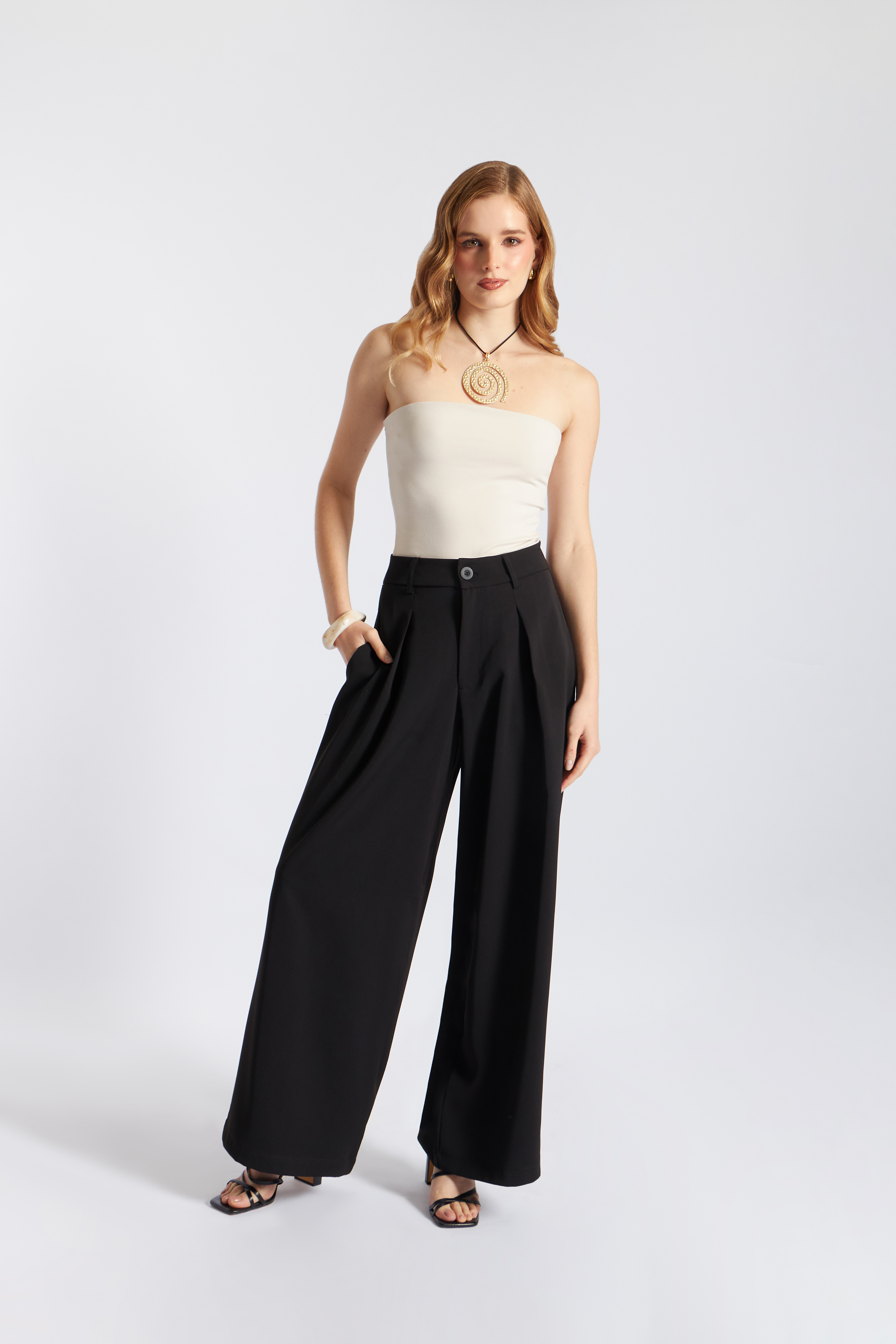PANTALÓN TAILORED ANCHO PLIEGUES - 4