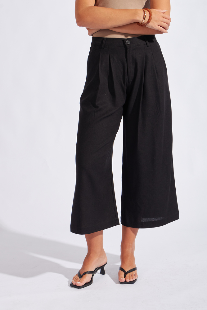PANTALÓN CULOTTE CON PLIEGUES - 1